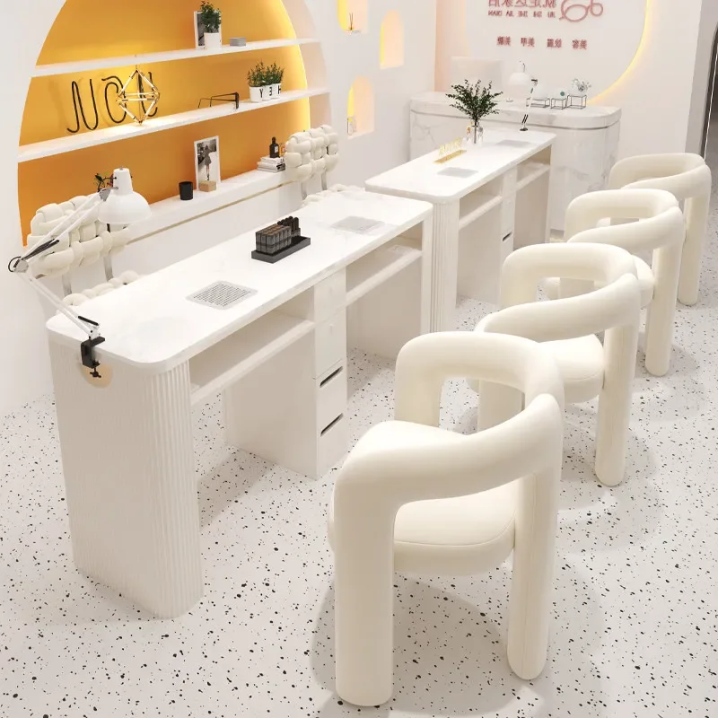 

Space Saving Luxury Cream Style Nail Table Manicure Premium Nail Tables Elegant Unique Nageltisch Mit Absaugung Salon Furniture