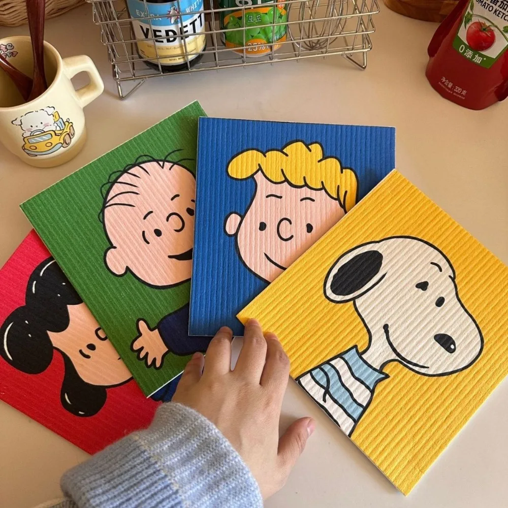 

Kawaii Snoopy Dishwashing Sponge Cloth Strong Scouring Pad Kitchen Bathroom Miracle Sponge Stain Odor Resistant Migic Wipe