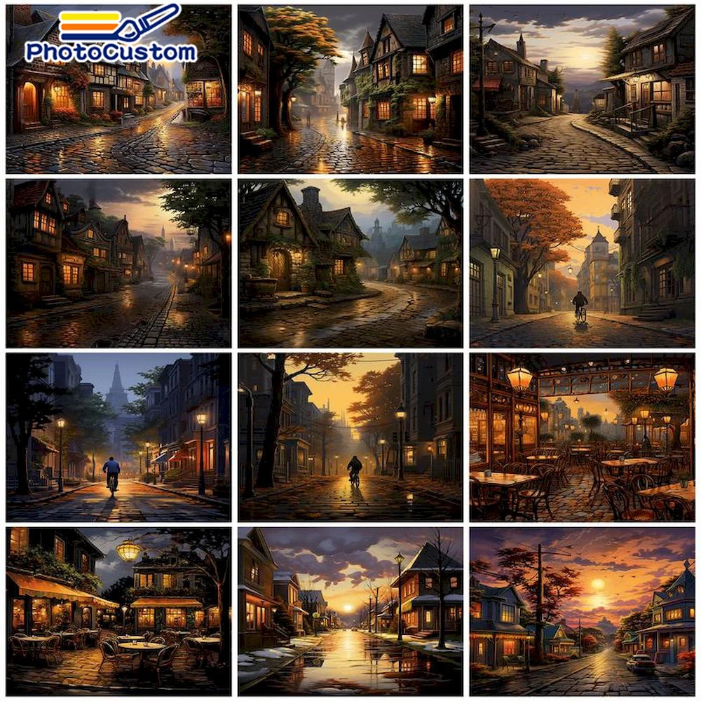 

PhotoCustom Diy Painting By Numbers Kit For Adults Scenery Acrylic Paint Set Oil Pictures By Numbers On Canvas For Home Decor