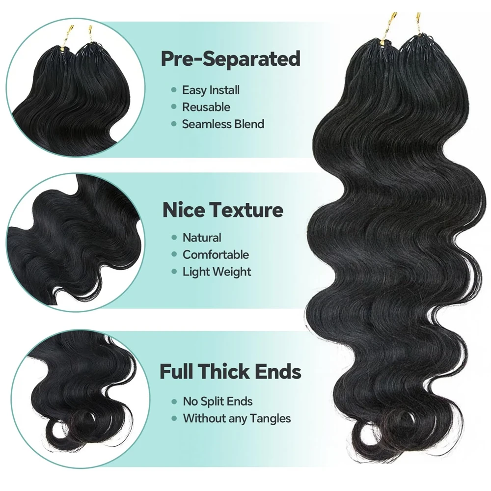 Body Wave Miracle Knots Crochet Human Hair 14-26 Inch Peruvian Hair Extensions 60g One Bulk And Braiding Hair 100% Human Hair Bundles Feather Crochet Human Hair For Women 1/2/3 Pieces ALIANNA Hair Reusable Pre-Separated Beginner Friendly Natural Black