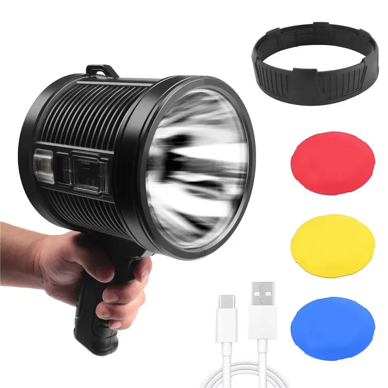 

ABHI-Rechargeable Spotlight,100000 Lumens LED Spot Lights Handheld Large Flashlight Super Bright Outdoor Solar Spotlights