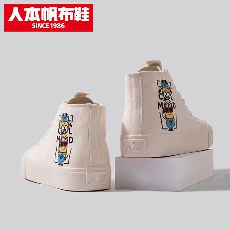 real photo 2025 new Minions student Canvas shoes Unique Design Casual Spring Autumn winter women's shoes High Top sneaker