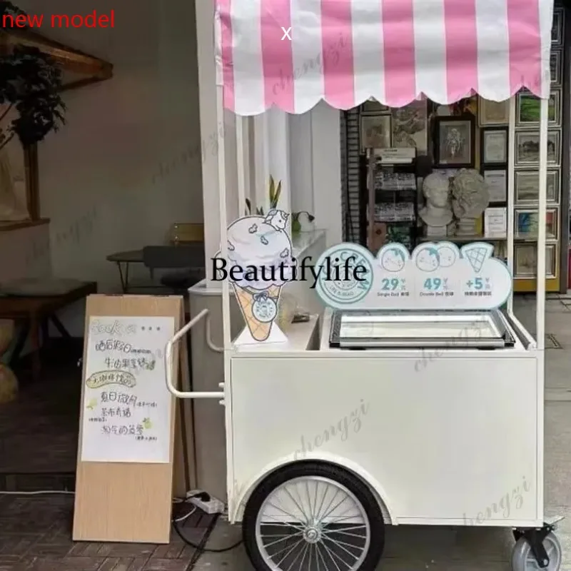 DD182Wrought iron ice cream stall truck, ice cold drink trolley, multi-functional, commercial display stand truck