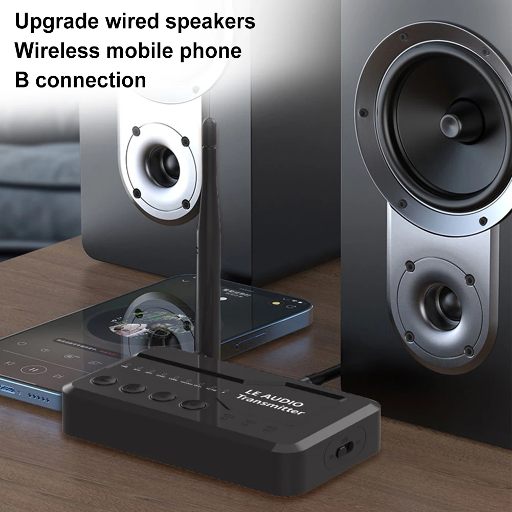 LE Audio Bluetooth 5.3 เครื่องส่งสัญญาณไร้สาย LE อะแดปเตอร์เสียง USB/AUX/Opt/Coax สําหรับเล่นเกมดูเพลง