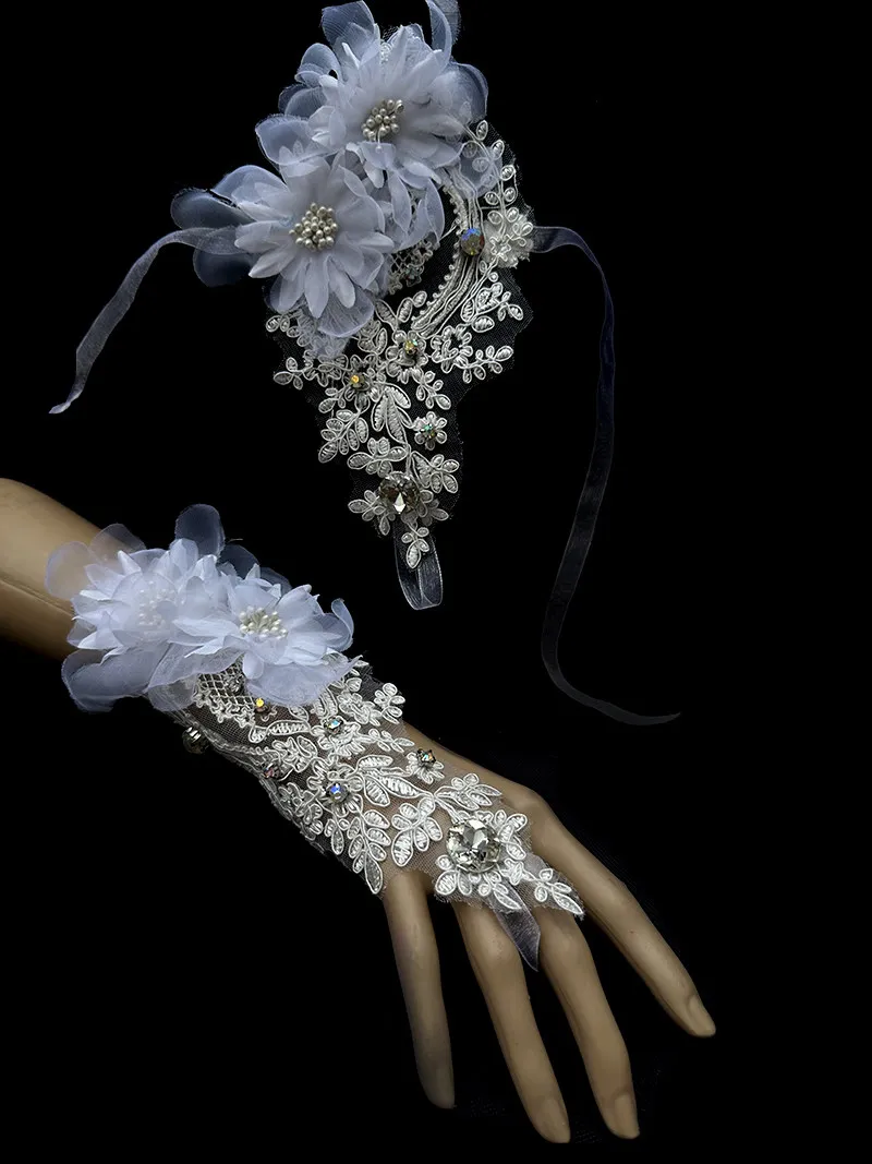Vintage bridal wedding beautiful Lolita wrist jewelry wrist glove stage performance dance