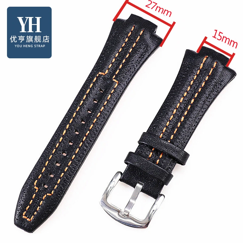 27x15mm Cowhid Watch Strap For Seiko Sportura SNL029P2 SNL021P1 SNL595P2 SNL017P1 Men\'s Watchband Convex interface Bracelet Belt