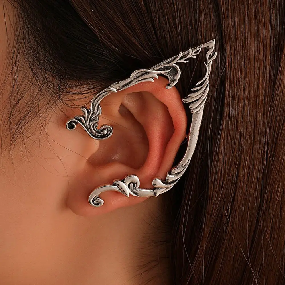 Retro Punk Fashion Design Lady Solid Color Alloy Women Earrings Pierced Earrings Korean Ear Bone Clip Gothic Elves Ear Cuff view 2