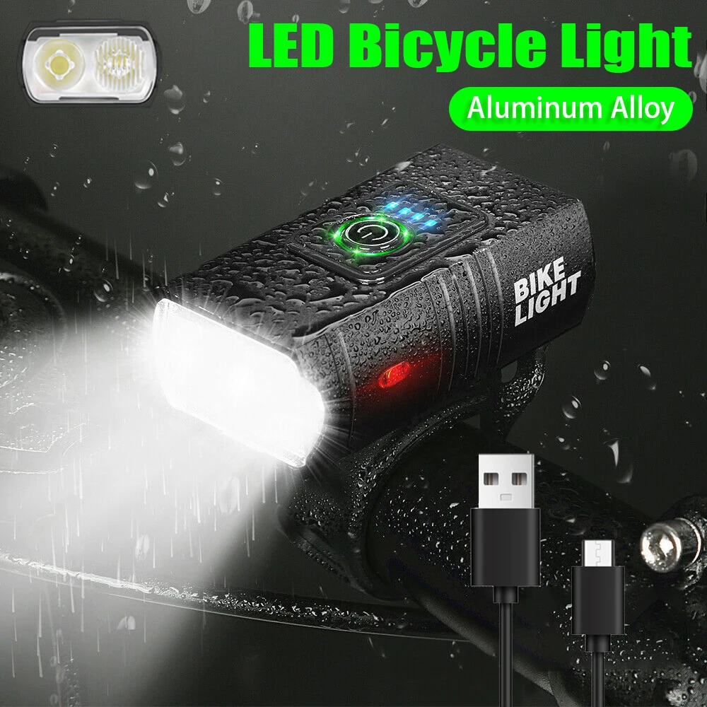 USB Rechargeable Bike Light Bicycle Light 6 Modes Waterproof Bike Flashlight Bike Headlight Bike Front Lamp Cycling Equipment