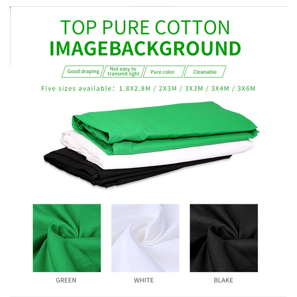 

Photography Green Screen Backdrops Green/White/Black/Blue/Grey Muslin Polyester-cotton Professional Background for Photo Studio