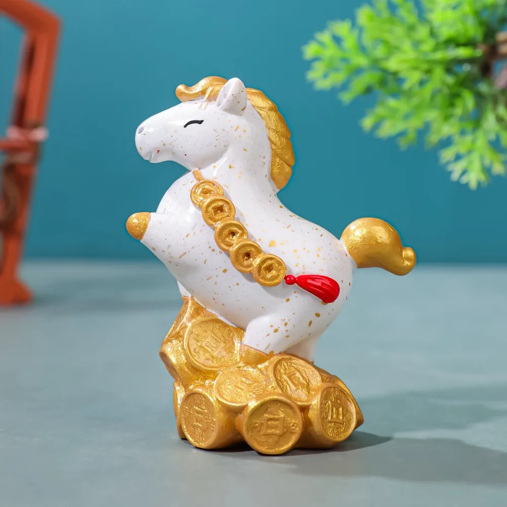 

Mascots Resin Pony Figurine Unique Cartoon Zodiac Horse Figurines Exquisite Vivid Design Horse Statue Gift