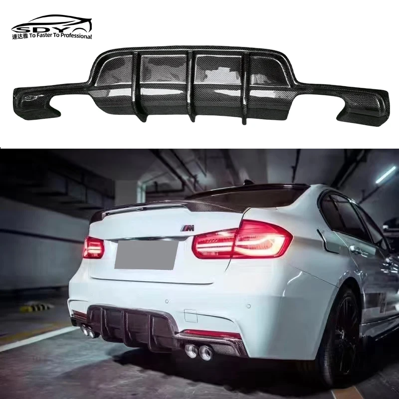 

F30 F35 High Quality Carbon Fiber PH Style Rear Diffuser Rear Bumper Lip Double-sided Double-out for BMW 3 Series F30 F35