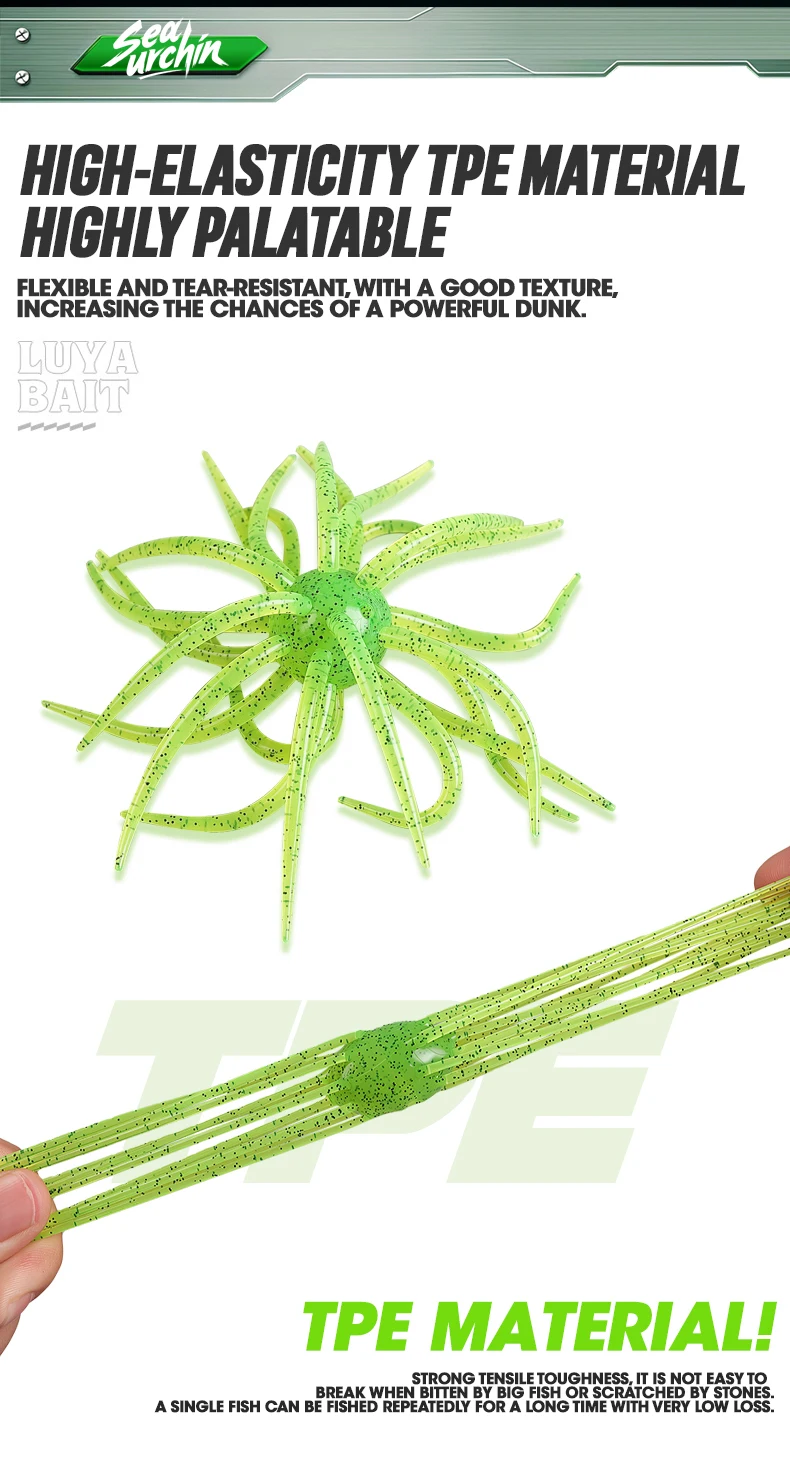 TAIYU 13cm Boxed Coike Seeigel Weichköder 2mm Tragbarer Punch mit Langlebigem Elastomer Künstlicher Bionischer Eleganter Tentakel-Köder – Detail 6