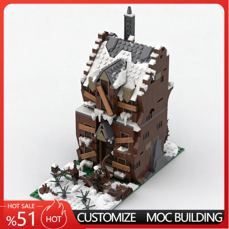 NEW 846Parts Modular Abandoned House Street View MOC Building Customize Blocks Model DIY Assembly Educational Toy Birthday Gift