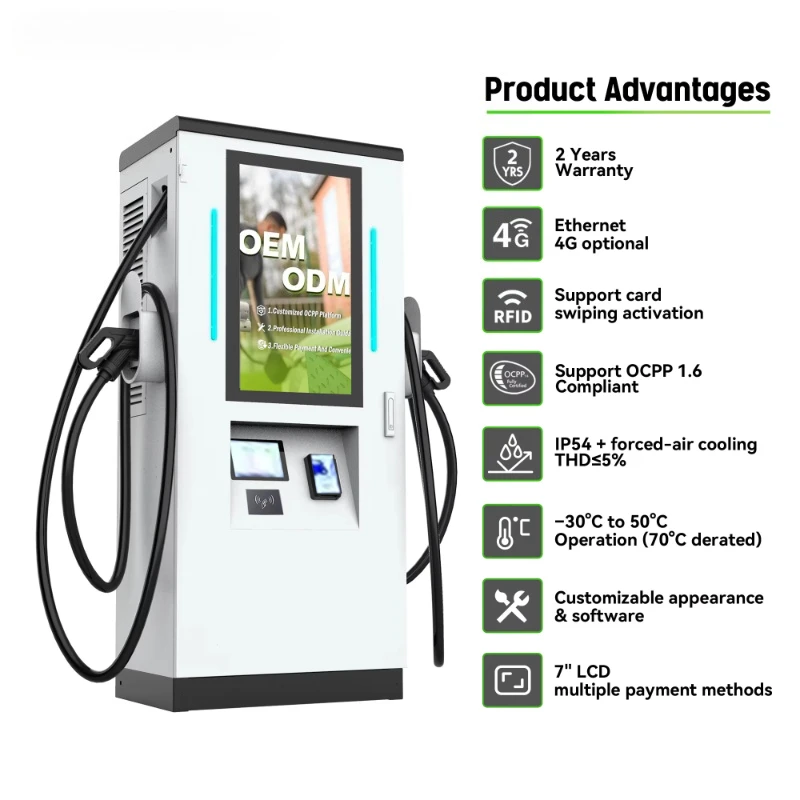 Commercial High-Speed 60kW-240kW DC Fast Charging Station OCPP IP54 Floor Mounted Heavy Duty Electric Vehicle Charger