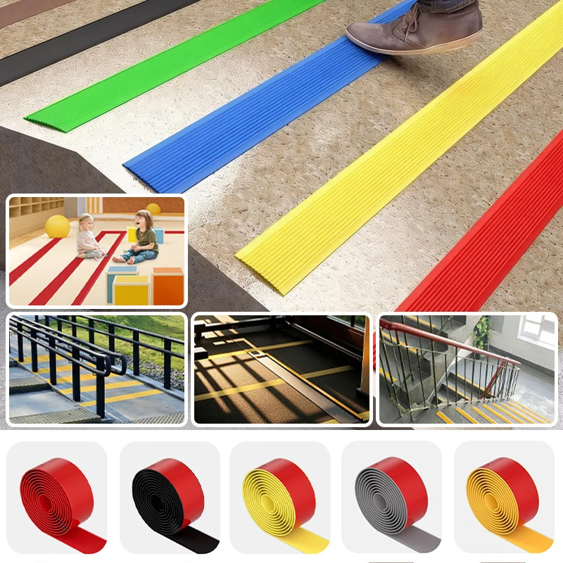 1M PVC Self-adhesive Anti-Slip Stair Tape Abrasive Treads Carpet Floor Sticker Non Skid Safety Sealing Strip Home Floor Decor
