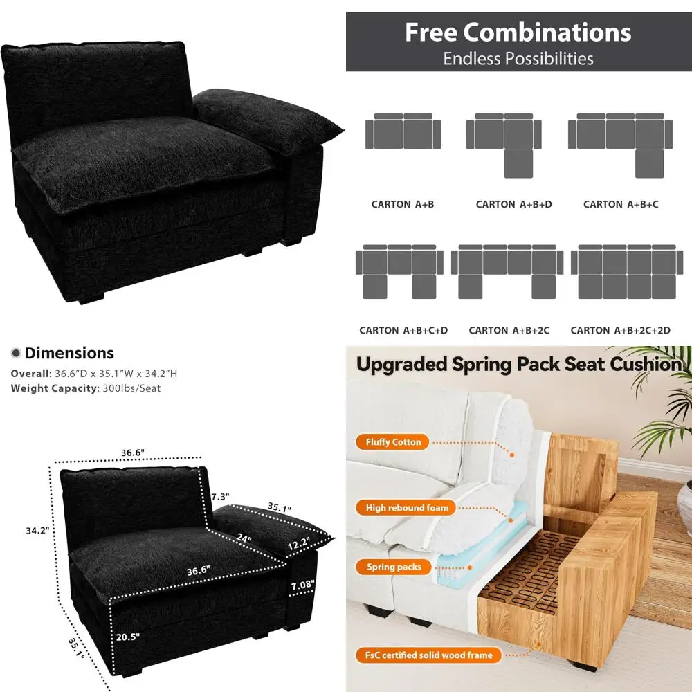 DIY Customizable Modular Couches for Living Room, Single Seat to U-Shaped and L-Shaped Sectionals, Cloud Sofa Options
