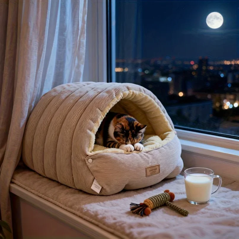 

Winter Warm Cat Bed Warm Pet House Pet Sleeping Nest Thickening Warmth Soft Kittens Sleeping Bed Cat Cave For Pet Cat Dog Warmth