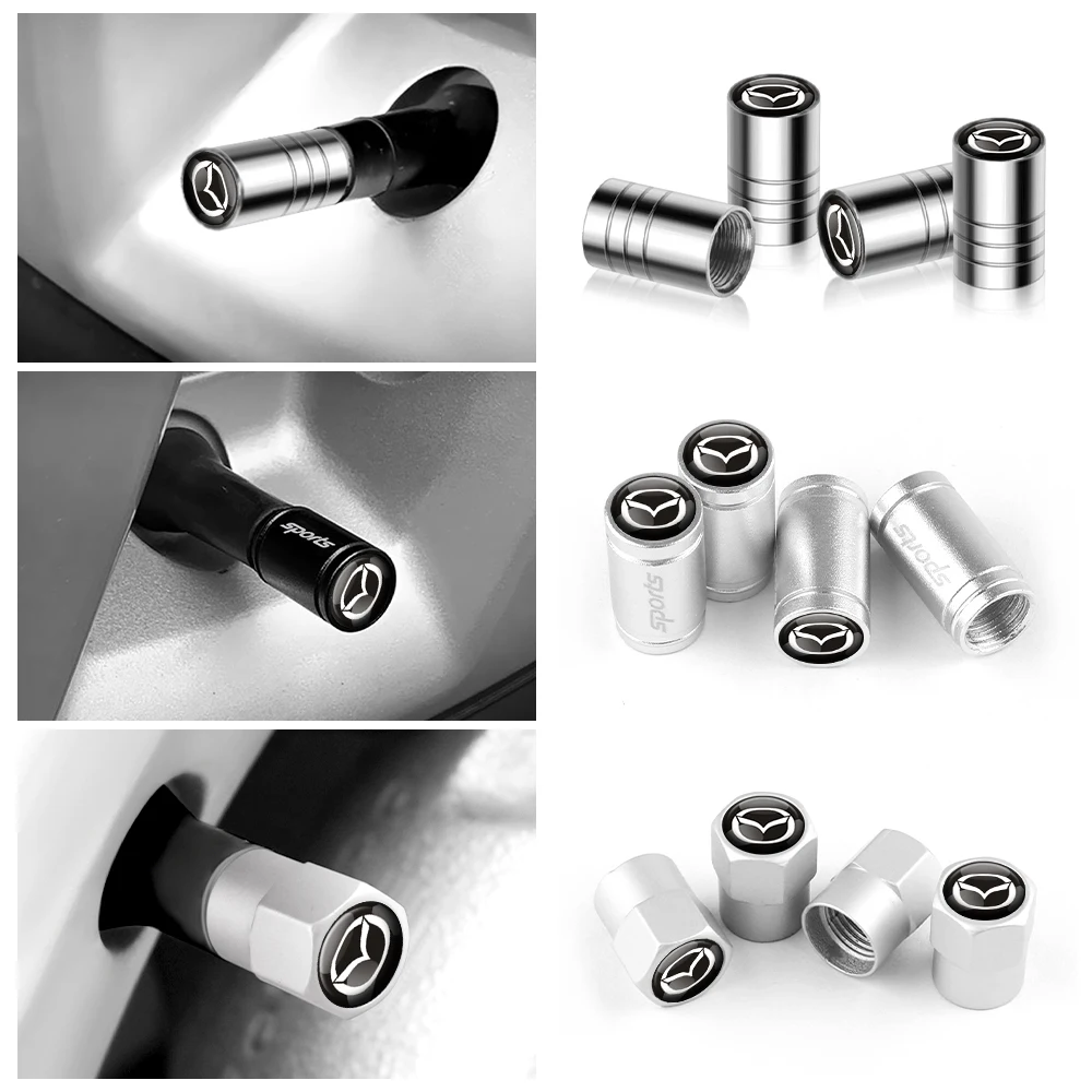 4PCS Metal Car Wheel Tire Valve Air Stem Cap For Mazda 2 3 5 6 7 Axela Atenza Speed 6 CX3 CX4 CX5 CX7 CX8 CX9 MS Demio MPS Miata