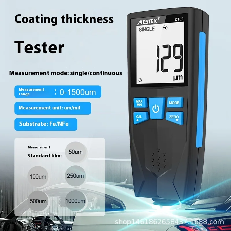 Coating Thickness Gauge High Precision Iron Aluminum Dual-purpose Automotive Paint Film Thickness Tester Thickness Gauge CT02