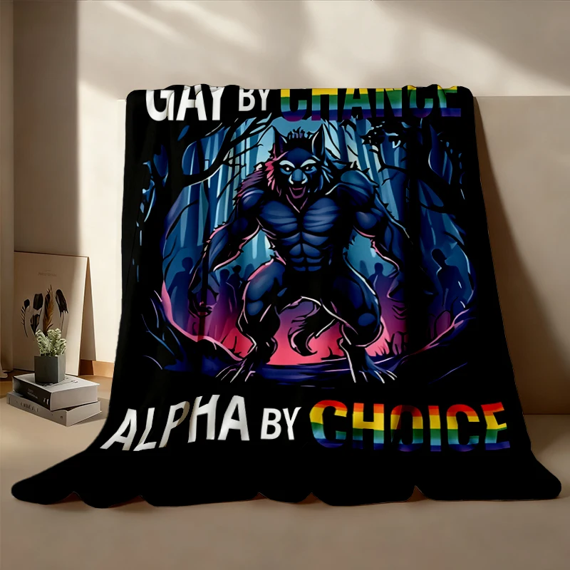 Retro Comfort LGBTQ Flannel Blanket, Gay By Chance Alpha By Choice Flannel Throw, Gay Rights Gift, Funny LGBTQ Ally, Soc