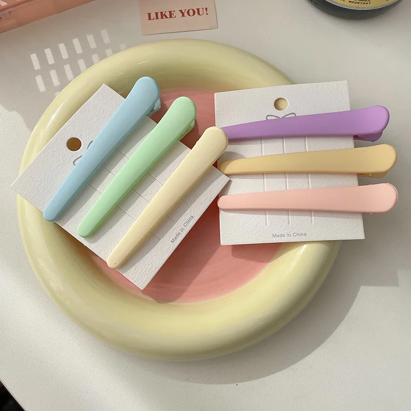 New Simple Scrub 6 colors Duck Mouth Clip Macaron Color Wash Face Makeup Side Clip Large Drop Shape Cute Not Hurt Hair