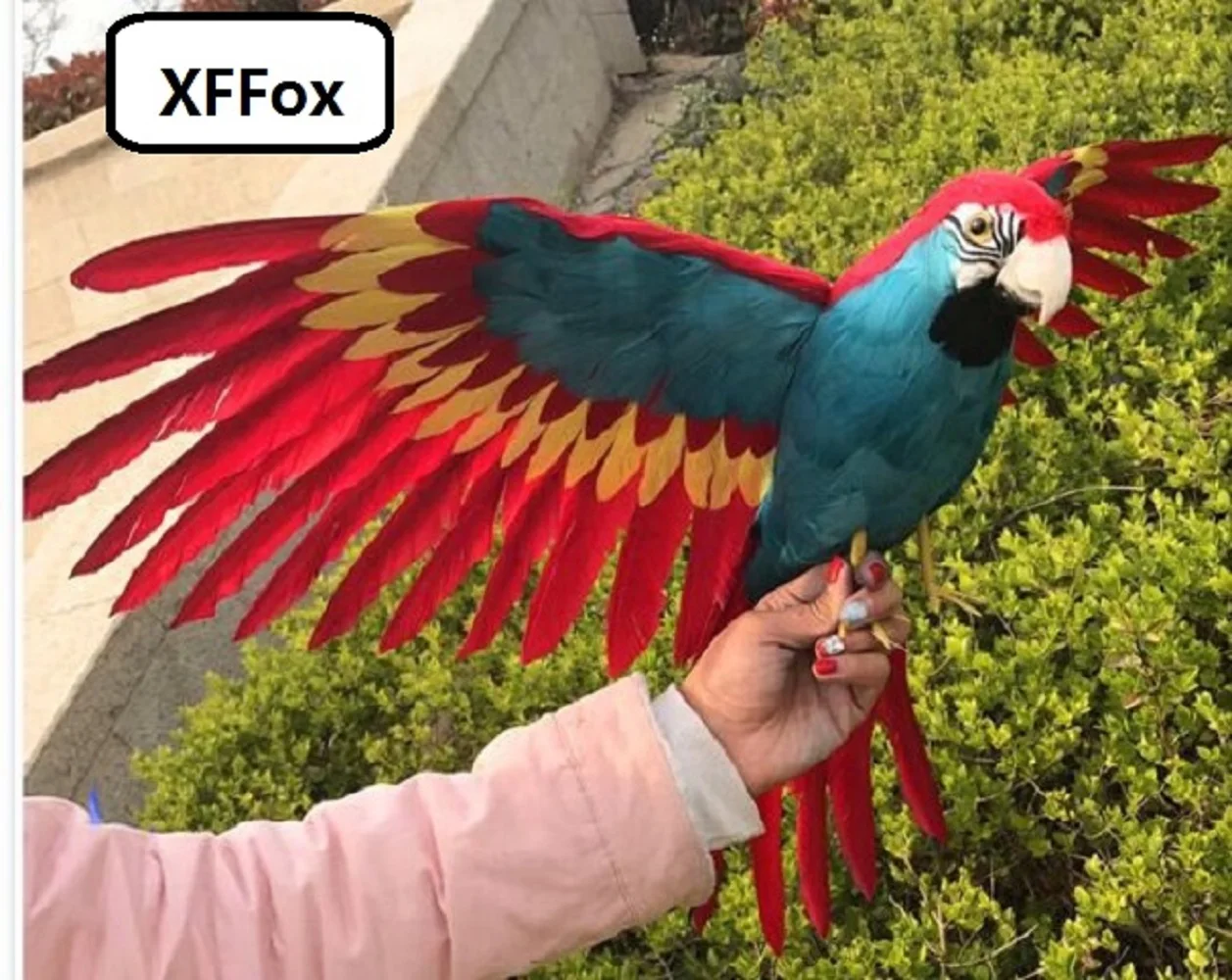 

big real life wings parrot model foam&feather red&dark green simulation parrot bird gift about 45x60cm xf0308