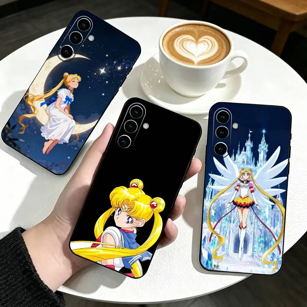 

Anime Sailor M-Moon Z-Usagi T-tsukino Phone Case Black Silicone Soft For Samsung Galaxy A73,A72,A71,A70,A53,A52,A51