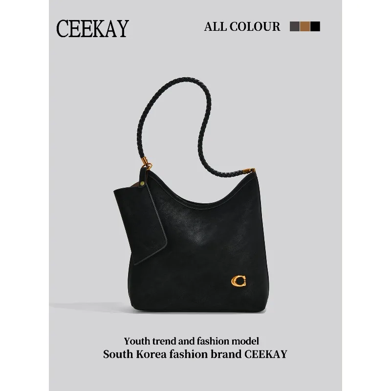 2026 New CEEKAY Tote Bag, Vintage Matte Leather Shoulder Bag, Braided Strap Handbag for Women casual crossbody bag handbags