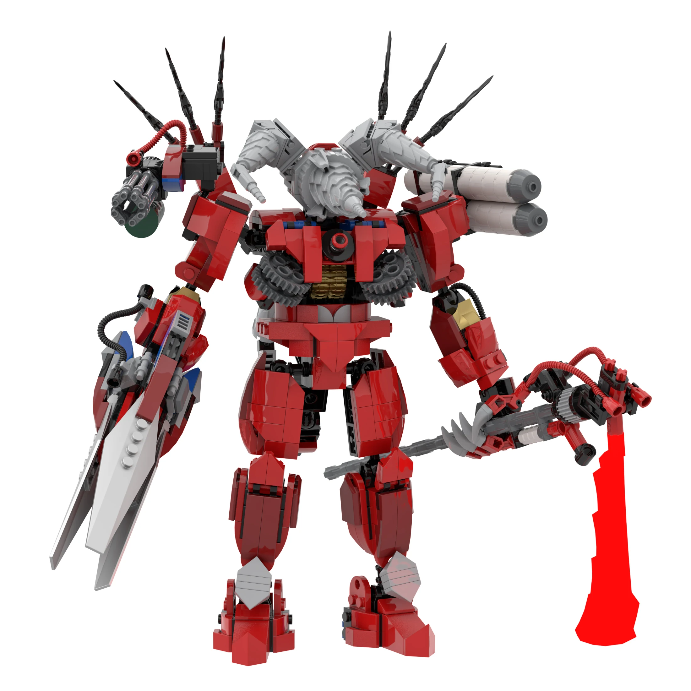 Armed red electric drill man building block model popular video game mecha character assembling brick toy for toilet fans gift