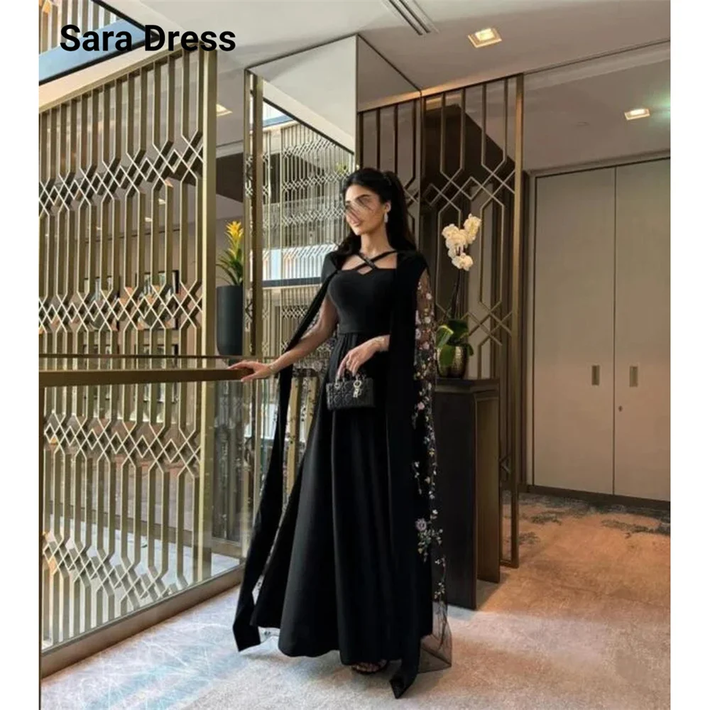 

Sara Custom Black A Line Shawl Ankle Length Sharon Said Dresses on Offer Evening Clearance Gold Dress Long Dresses With Sleeves