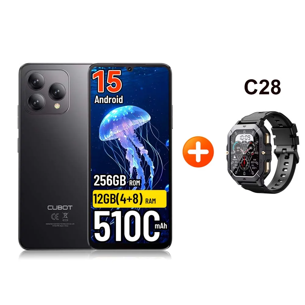 Verzending vanuit Polen: Cubot A40 12GB(4+8)+256GB 6.88'' 120Hz 5100mAh Smartphone Android 15 NFC Gezichtsherkenning 4G Telefoon
