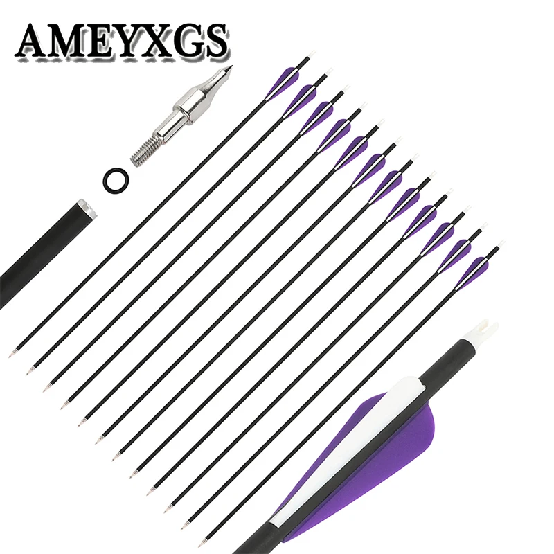 

6/12pcs 30" Archery Carbon Arrow SP 500 ID6.2mm OD7.8mm 100gr Replaceable Broadhead For Bow Hunting Shooting Accessories