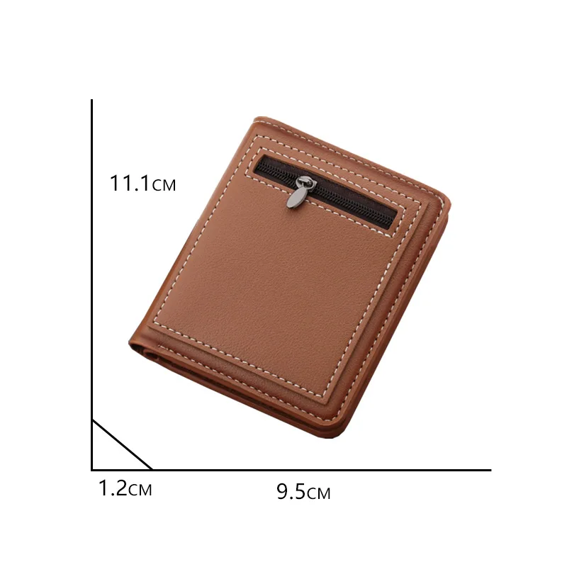 Vertical PU Leather Men Short Wallets Male Zipper Money Bag Coin Purses Business Credit ID Card Case Holder Clip  for RMB