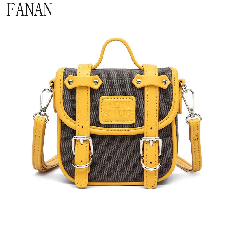 Original Design Canvas Pocket Mini Bags for Girl Sweet and Cute Foldable Phone Women's Crossbody Bag