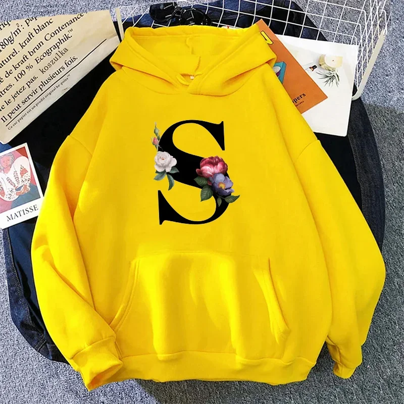 Moda feminina hoodies letras casuais A-Z impressão moletom roupas esportivas ao ar livre jogging mulher roupas amarelo topos y2k