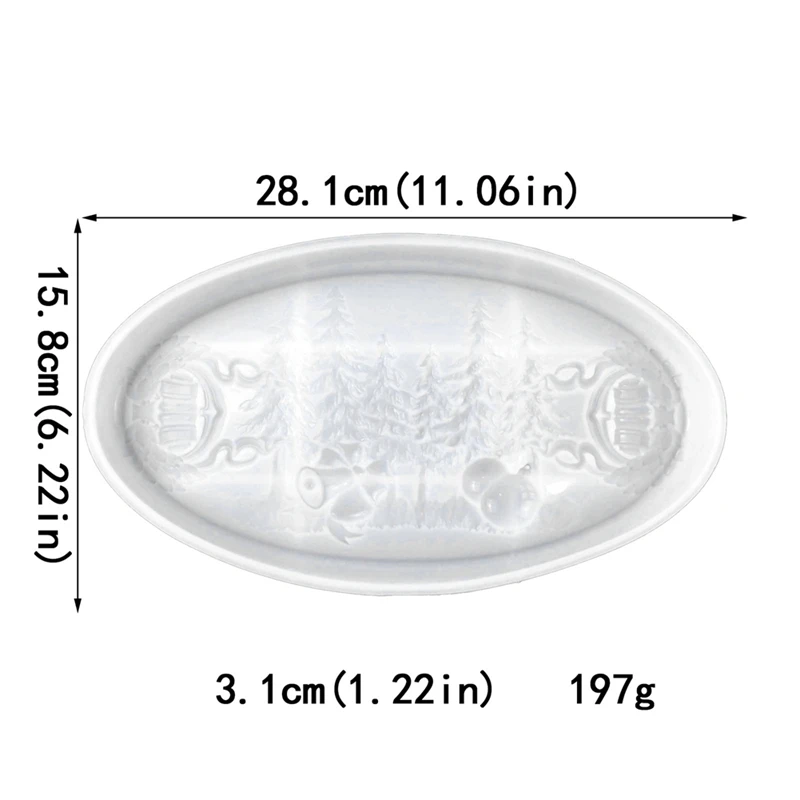 1 Piece Christmas Tray Silicone Mold White Storage Tray Ornaments DIY Oval Semi-Dimensional Christmas Decorative Tray image 6