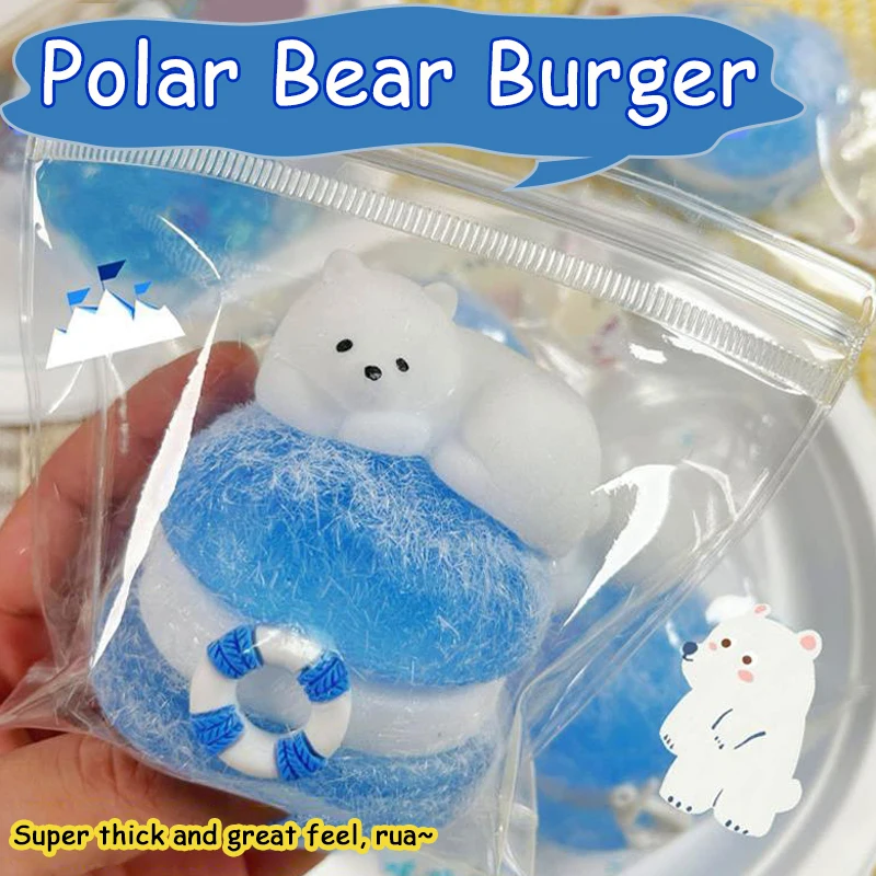 Criativo bonito urso polar hambúrguer beliscar espremer lento rebote brinquedos lama-sensação macio alívio relaxar brinquedos pegajoso brinquedo de descompressão presente