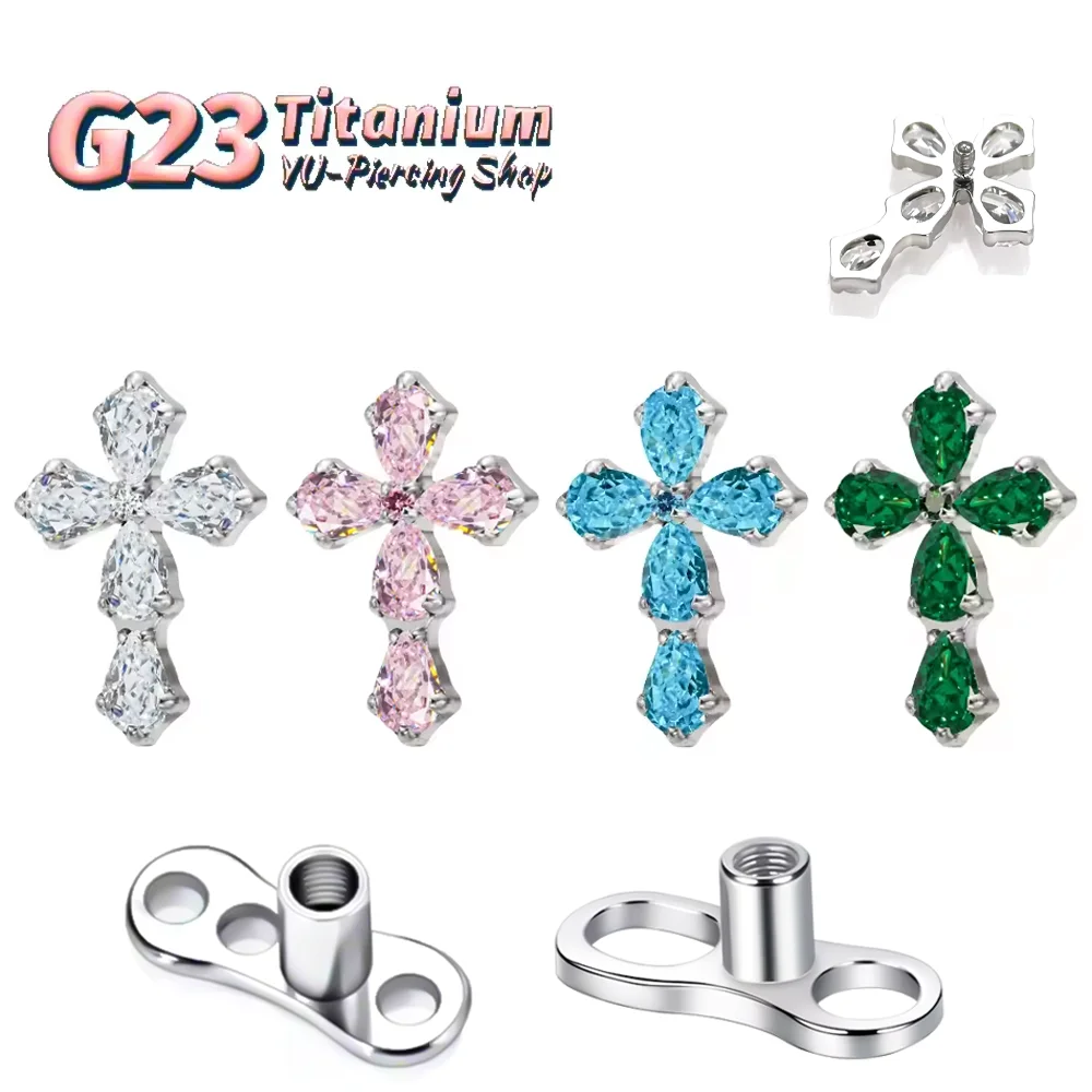 

Medical-Grade F136 Titanium Alloy Luxury High-Quality Cross Zirconia Collarbone Anchor Stud Fashionable Hidden Piercing Jewelry