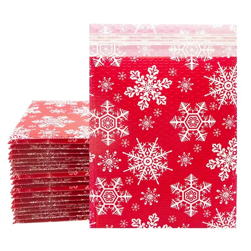 25Pcs 20x25cm Christmas Gift Bag Snowflake Printed Bubble Bags Co Extruded Film Bubble Envelope Small Business Supplies Package