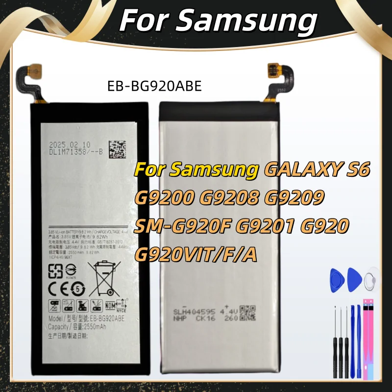 EB-BG920ABE EB-BG920ABA 2550mAh Battery For Samsung Galaxy S6 G9200 G9208 G9209 G920F G920 G920V/T/F/A/I +Free Tools