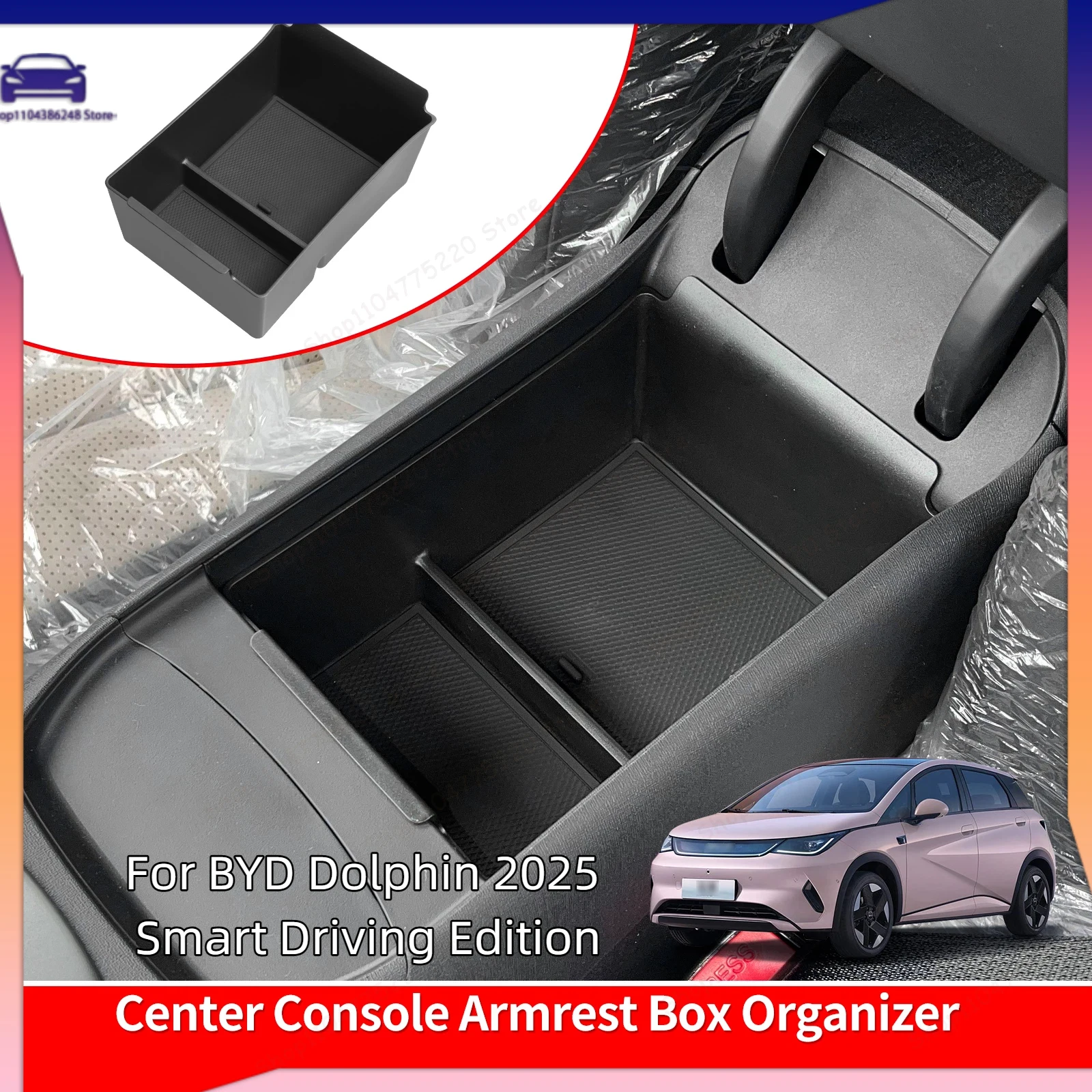 For BYD Dolphin 2025 Smart Driving Edition Center Console Armrest Box Car Storage Box Accessories Organizer Tidying Tray ABS
