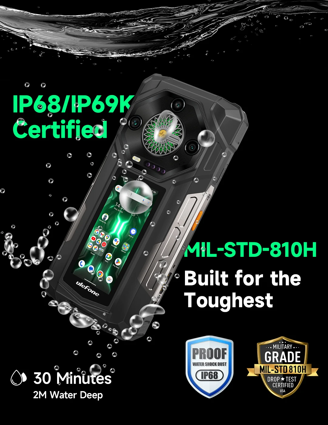 Ulefone Armor 33 Pro 5G Rugged Phone Smartphone Android 14 32GB+512GB 25500mAh Night Camera 64MP NFC Loud Speaker