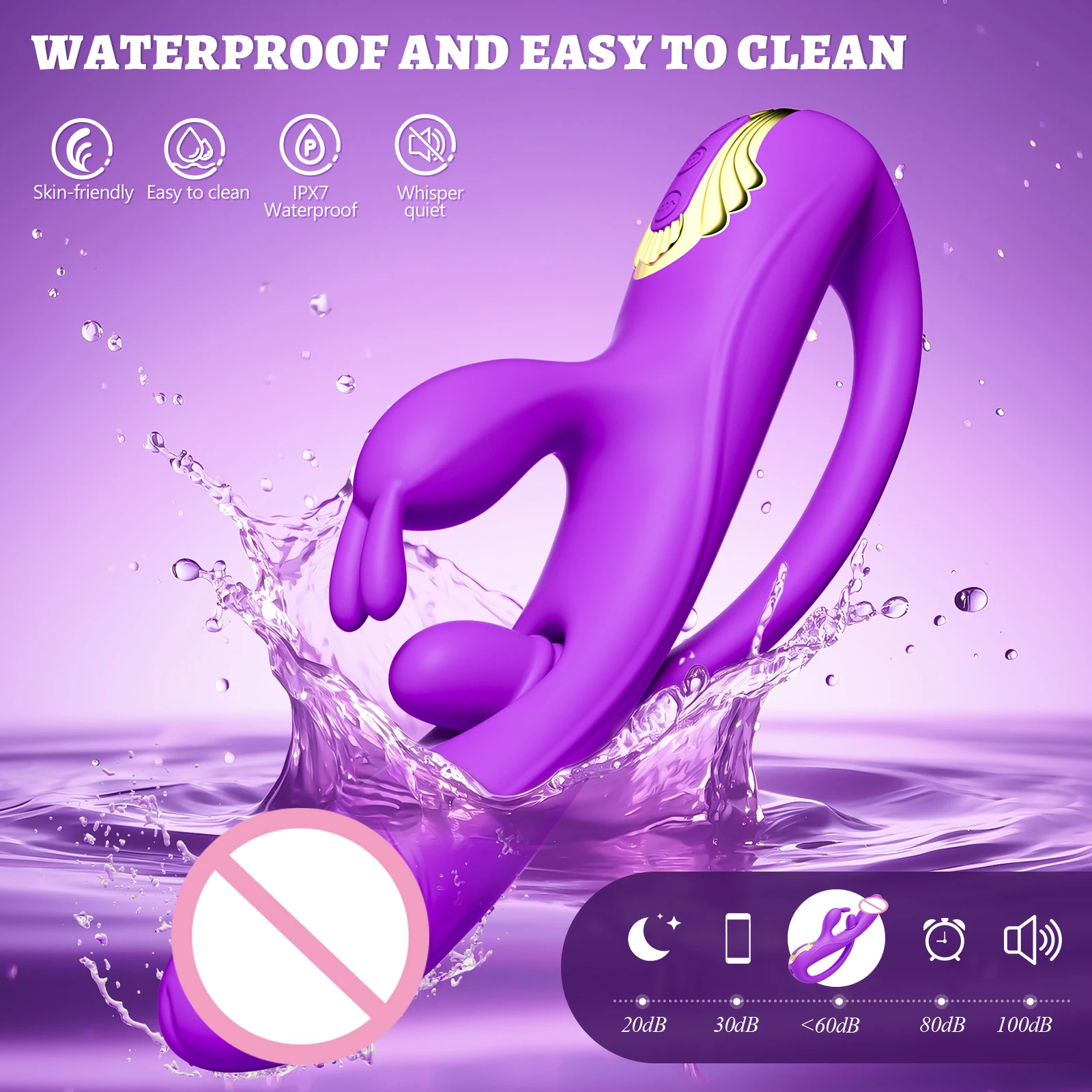 G Spot Rabbit Vibrator Female 3 in 1 Clitoris Stimulator Vibrating Dildo Massager Anal Plug Adult Goods Sex Toys for Women - view 5