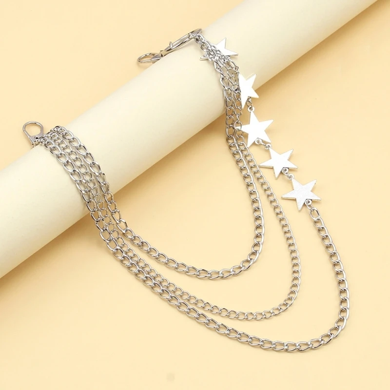 Metallic Star Waist Chain Female Pants Charm Chain Girl Tassels Body Chain Aesthetic Pants Chain Casual Wallet Chain Dropship