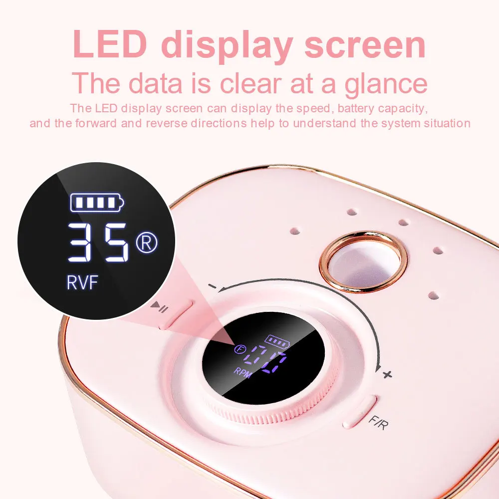 35000RPM Nail Sander Set with LED Display Low Noise Electric Nail Drill Electric Nail File for Acrylic Nails