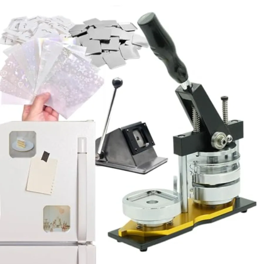 

DIY Button Badge Maker Kit with Holographic Stickers - Complete Set for Crafting Custom Pins and Magnets Perfect for Beginners
