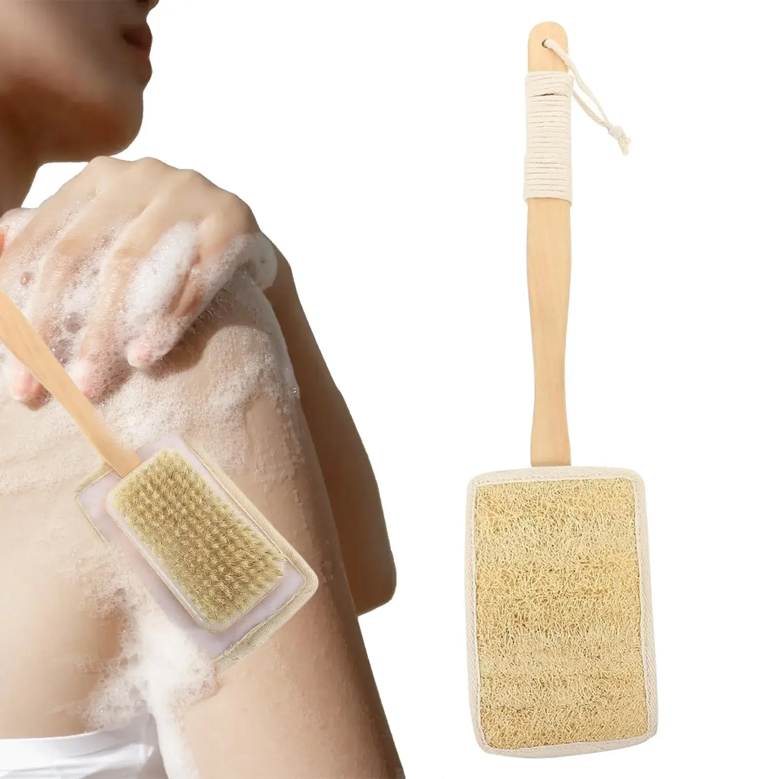 Loofah Bath Brush Loofah Brush Long Handle for Shower Exfoliation Body Deep Cleaning Luffa Sponge for Women Men Adults Family