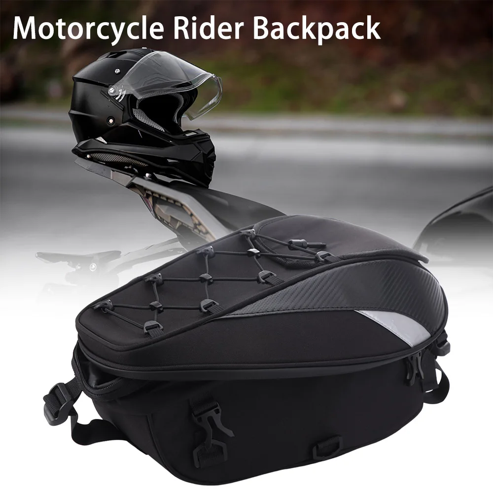 Waterproof Motorcycle Tail Bag Oxford Cloth Expandable Motorcycle Rear Seat Bag Reflective Anti-Theft Rider Backpack