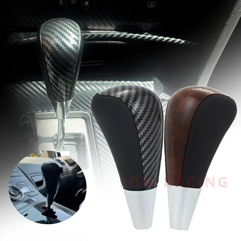 Carbon Fiber Gear Shift Knob Stick Shifter Lever Pen Car Shifter Stick Handle PU Leather Gear Lever Replacement Fit Most Manual