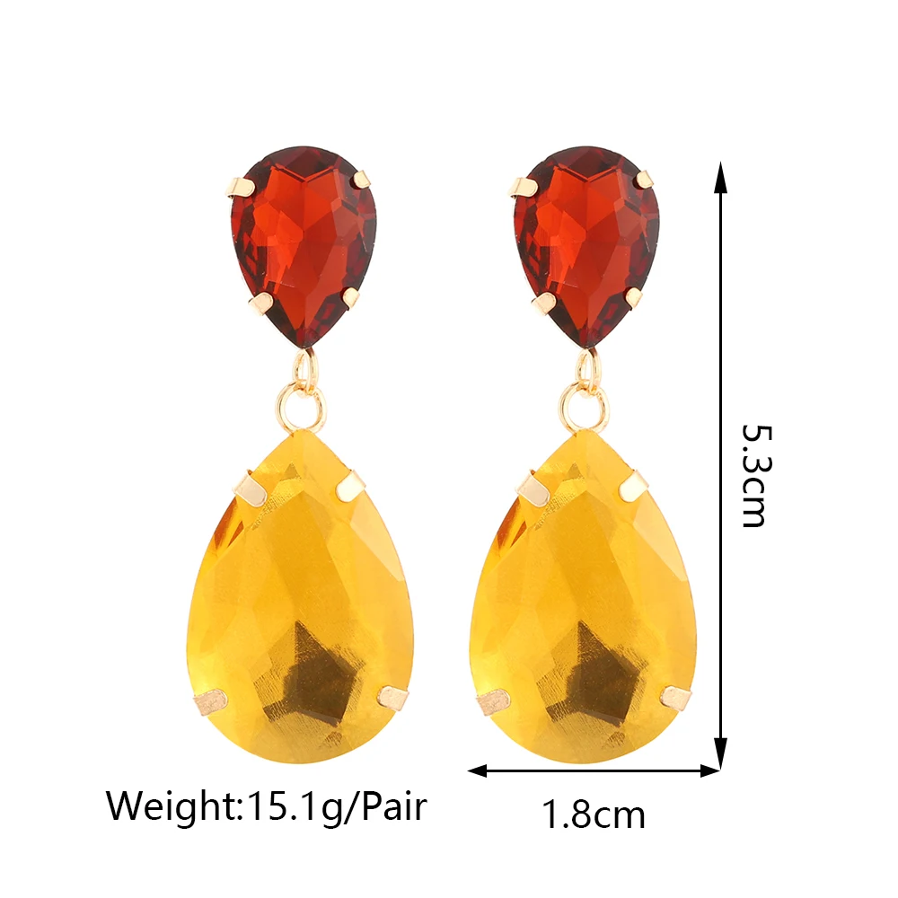 New Trend Elegant Water Drop Dangle Earrings For Women Luxury Glass Fashion Pendant Wedding Party Charm Girl Jewelry Accessories